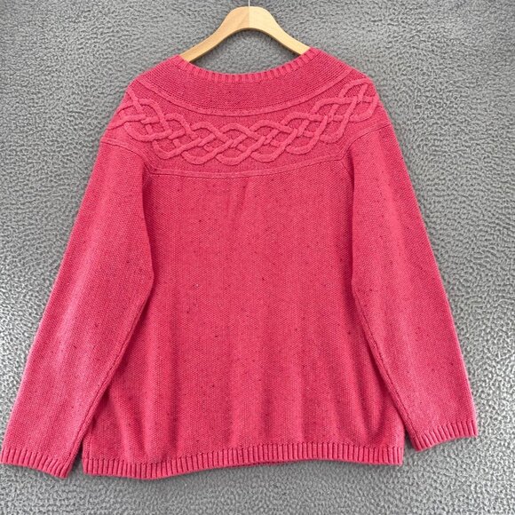 Talbots Sweater Womens Large Pink Confetti Knit Stretch Pullover Everyday Casual - Picture 3 of 9